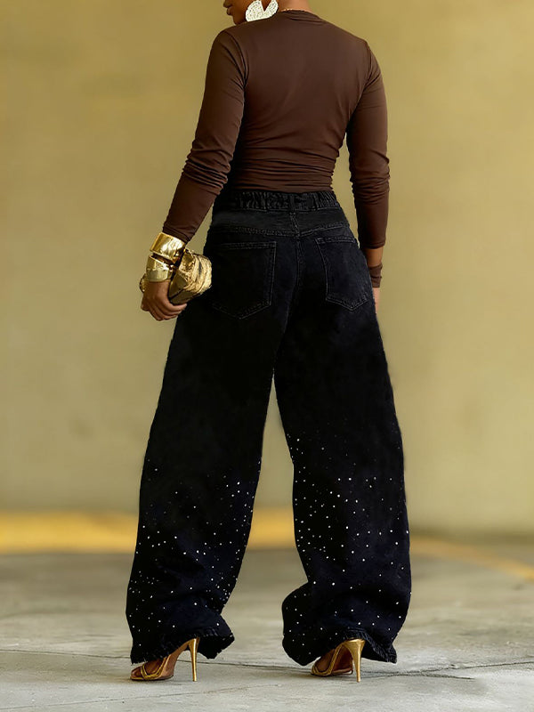 Studded Wide-Leg Jeans