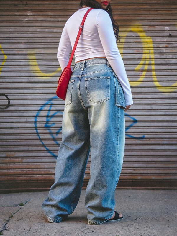 Double-Waist Wide-Leg Jeans
