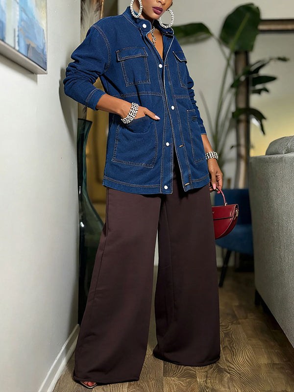 Button-Front Denim Jacket