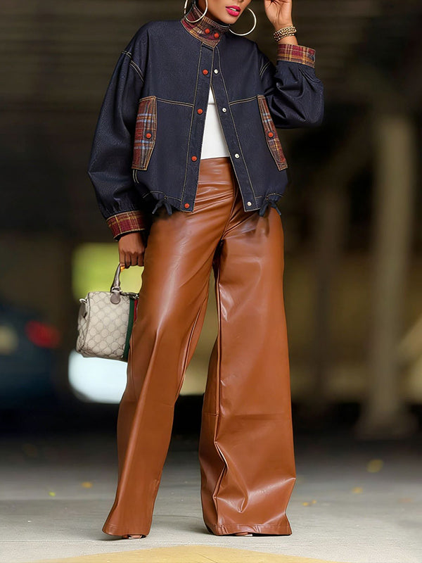 Plaid Combo Denim Jacket