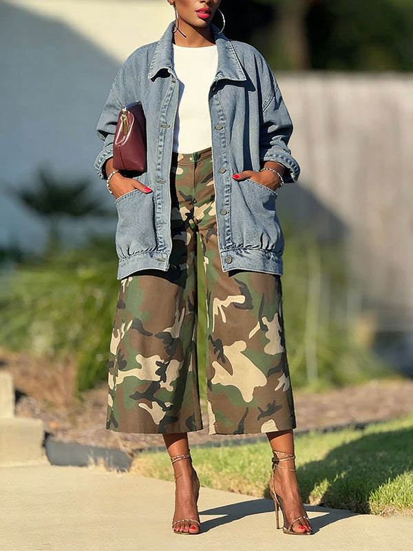 Button-Front Denim Jacket