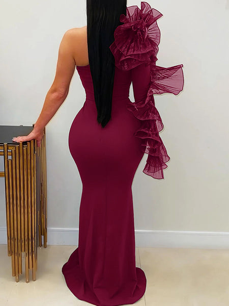Ruffle One-Shoulder Maxi Dress
