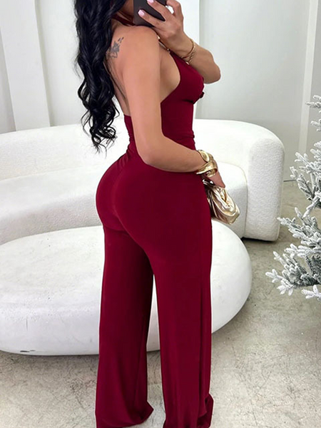 V-Neck Halter Jumpsuit