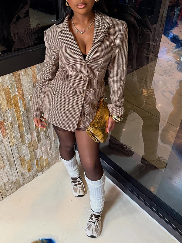 Plaid Blazer &amp; Skirt Set