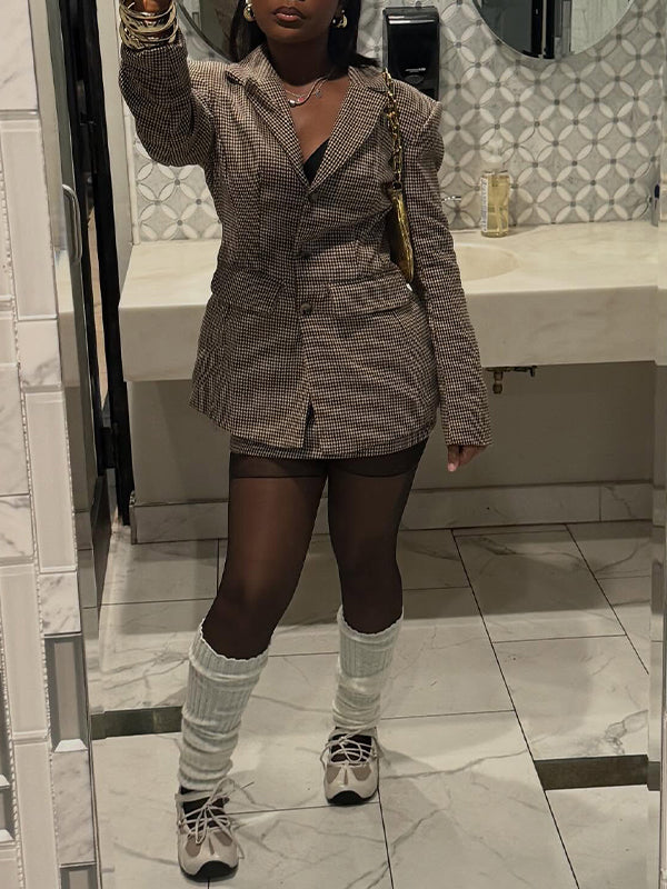 Plaid Blazer & Skirt Set