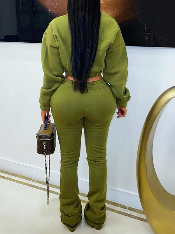 Zip-Front Sweatshirt & Pants Set