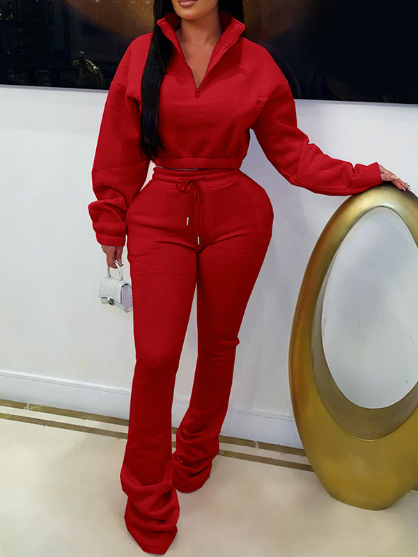 Zip-Front Sweatshirt & Pants Set