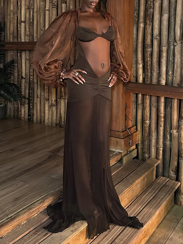 Halter Maxi Dress &amp; Cardigan Set