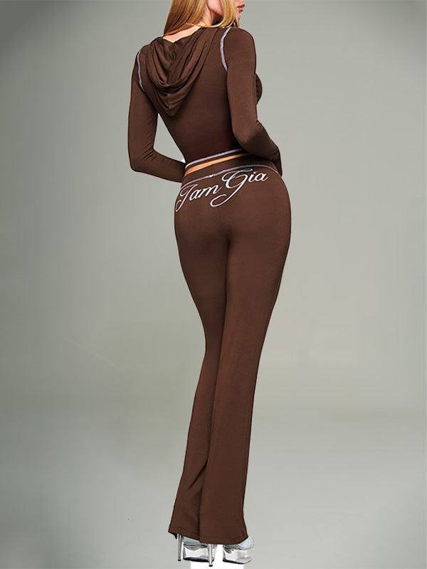 Logo Zip-Front Hoodie & Flared Pants Set