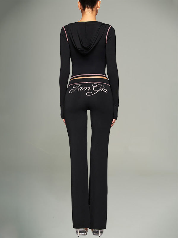 Logo Zip-Front Hoodie & Flared Pants Set