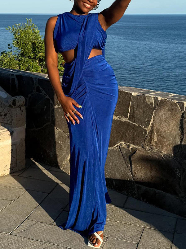 Draped Tank Top & Skirt Set