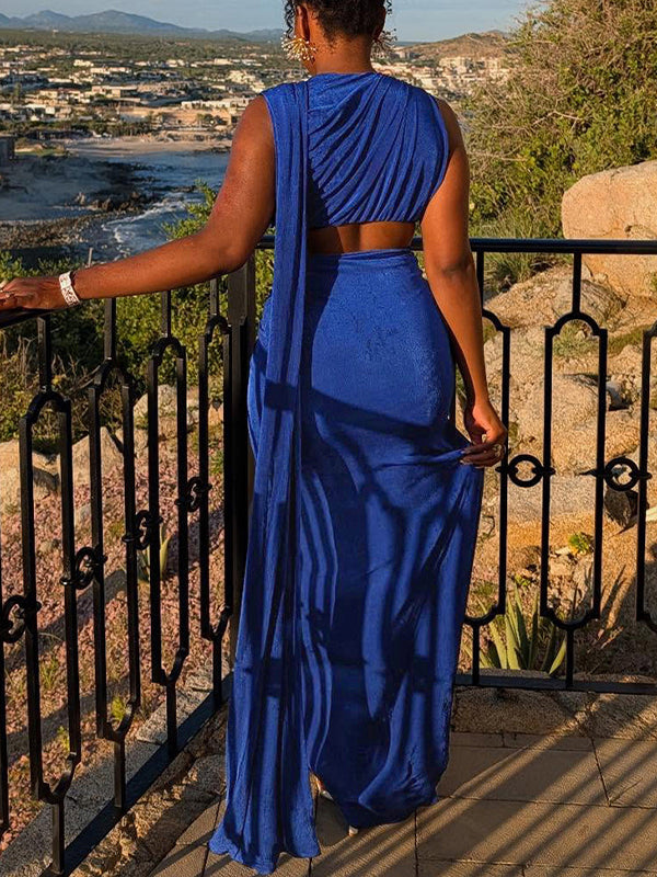 Draped Tank Top & Skirt Set