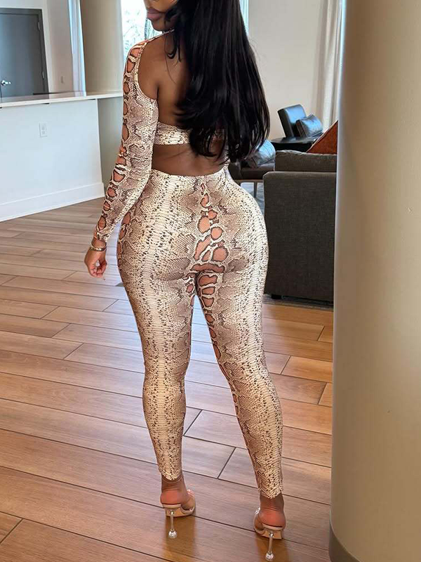 Leopard Cutout Top & Pants Set