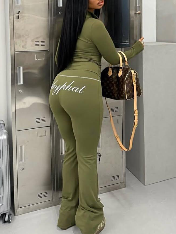 Printed Zip Top & Pants Set