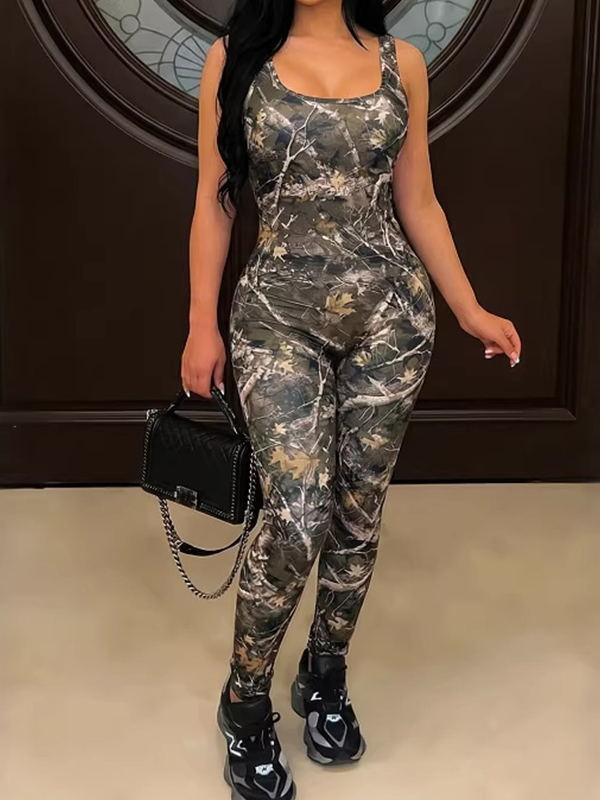 Printed Sleeveless Skinny Jumpsuit