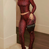 Snake-Print Pants Set - Queenfy
