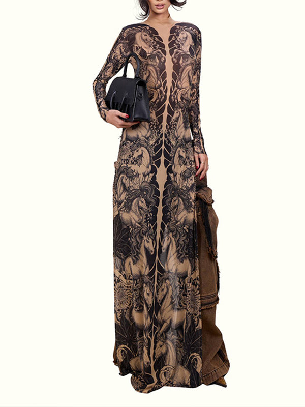 Printed Slit Tunic Top