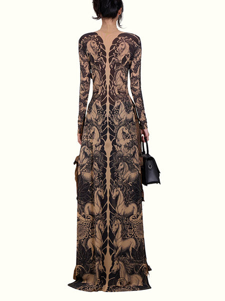 Printed Slit Tunic Top