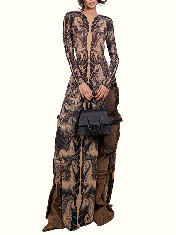 Printed Slit Tunic Top