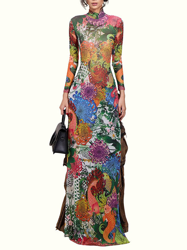 Printed Slit Tunic Top