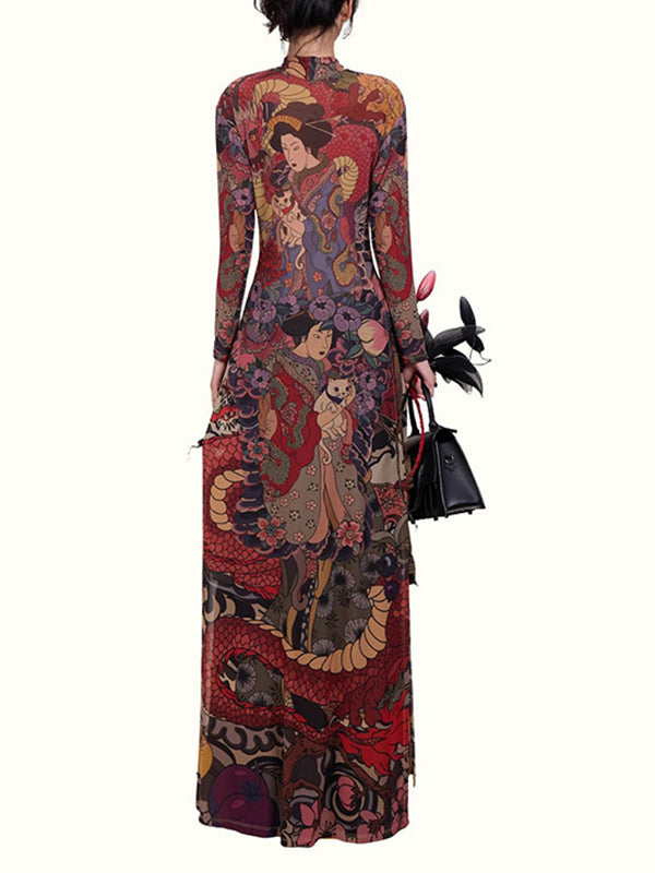 Printed Slit Tunic Top