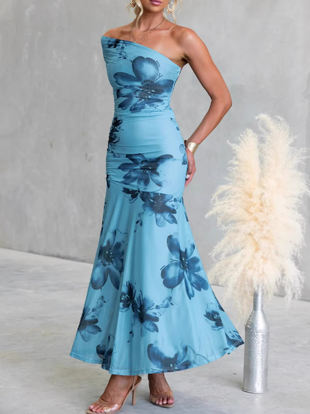 Printed One-Shoulder Dress