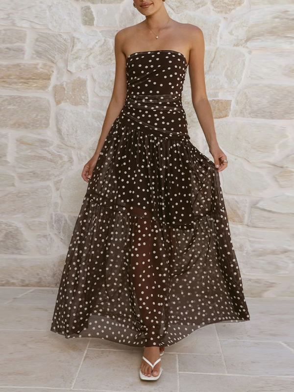 Dot Strapless Maxi Dress