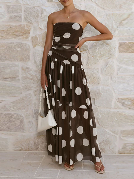 Dot Strapless Maxi Dress