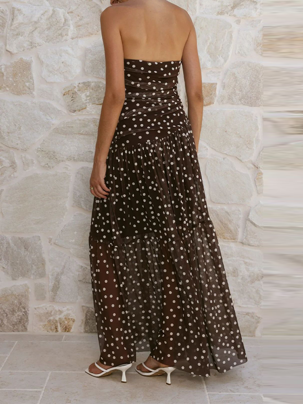 Dot Strapless Maxi Dress