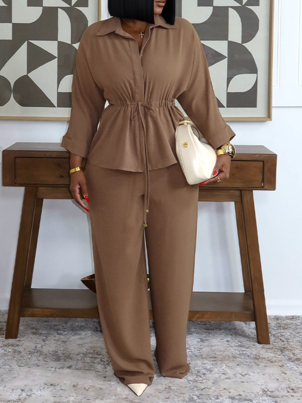 Drawstring Shirt & Pants Set