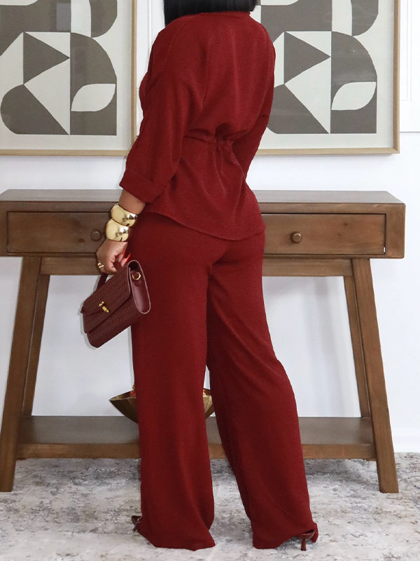 Drawstring Shirt & Pants Set