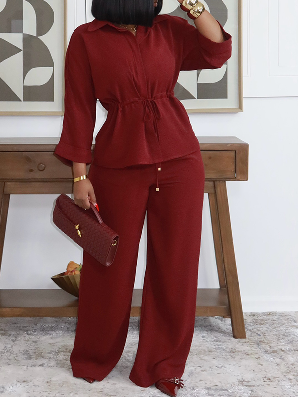 Drawstring Shirt & Pants Set