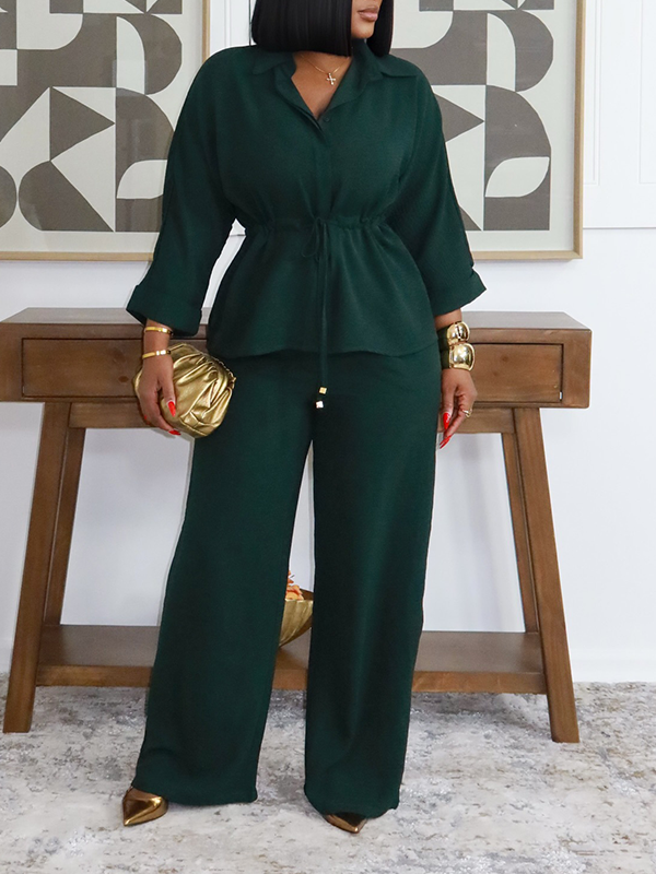 Drawstring Shirt & Pants Set