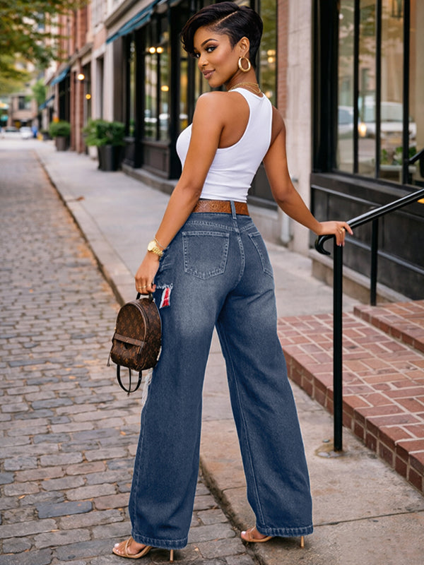Plaid Combo Overlap Jeans