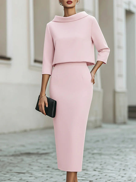 Boat-Neck Top & Skirt Set