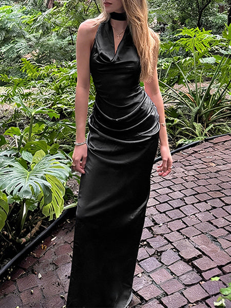 Satin Halter Dress