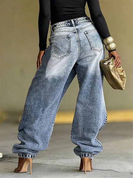 Studded Double-Waist Jeans