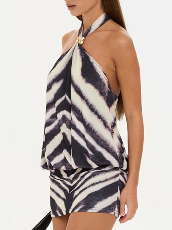 Printed Halter Mini Dress