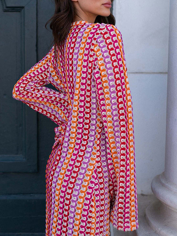 Printed V-Neck Slit Maxi Dress