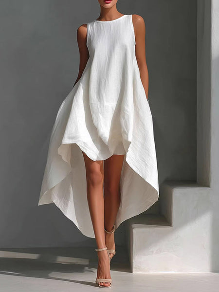 Solid Sleeveless High-Low Dress