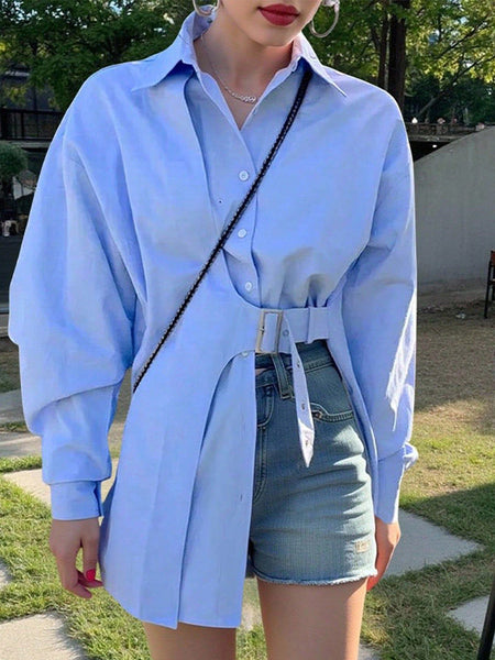 Solid Belted Shirt