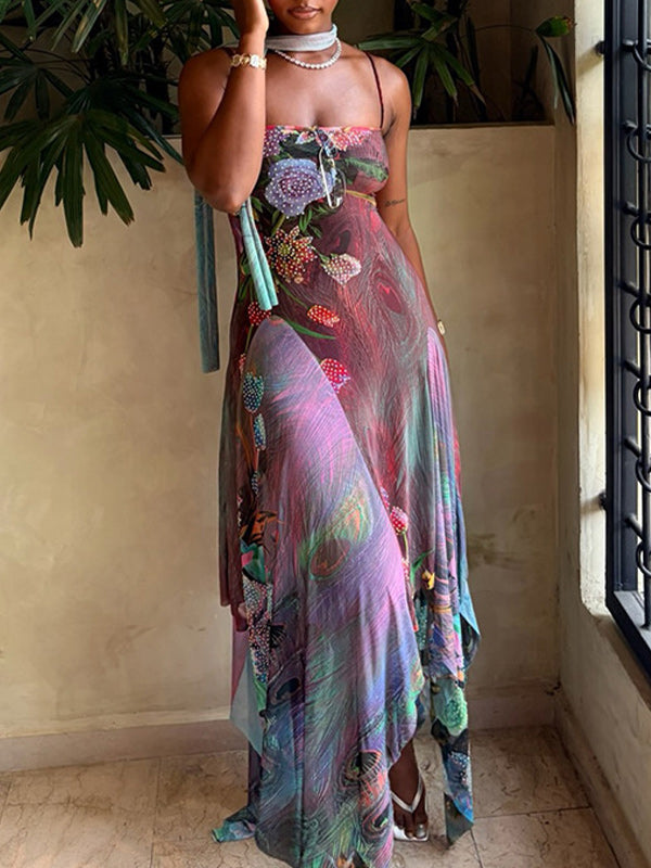 Printed Asymmetric Cami Dress