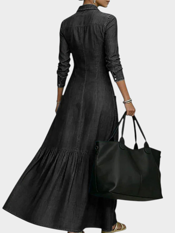 Button-Front Denim Dress