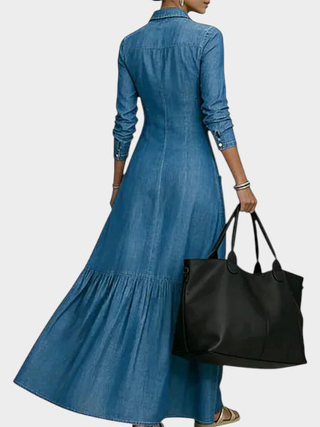 Button-Front Denim Dress