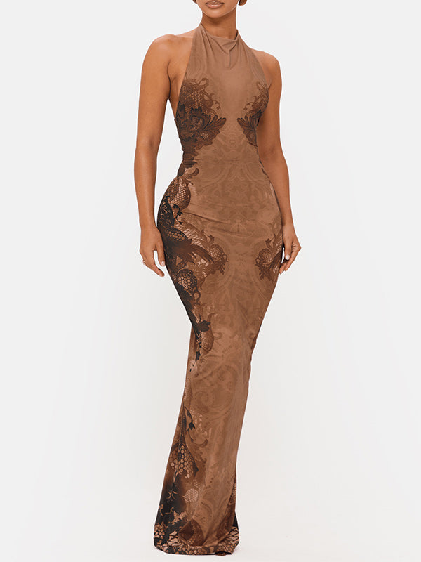 Printed Halter Maxi Dress