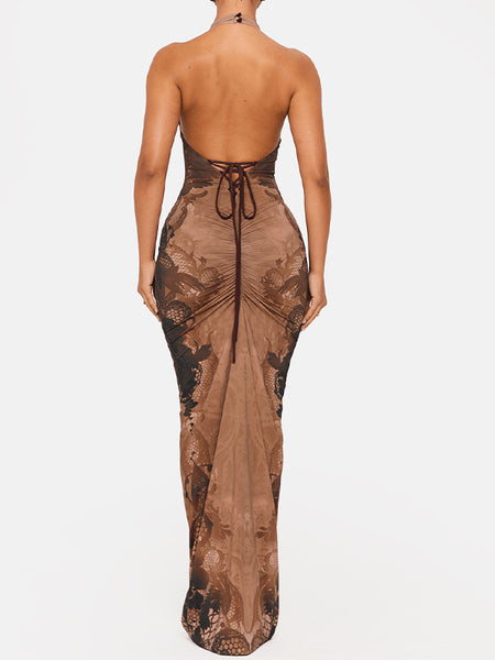 Printed Halter Maxi Dress