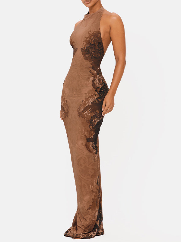 Printed Halter Maxi Dress