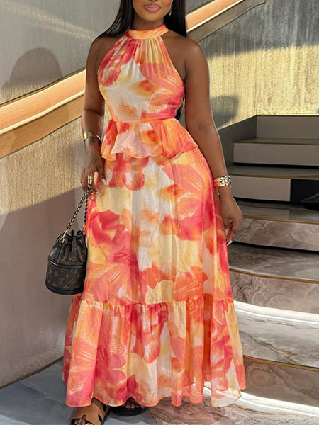 Printed Halter Maxi Dress