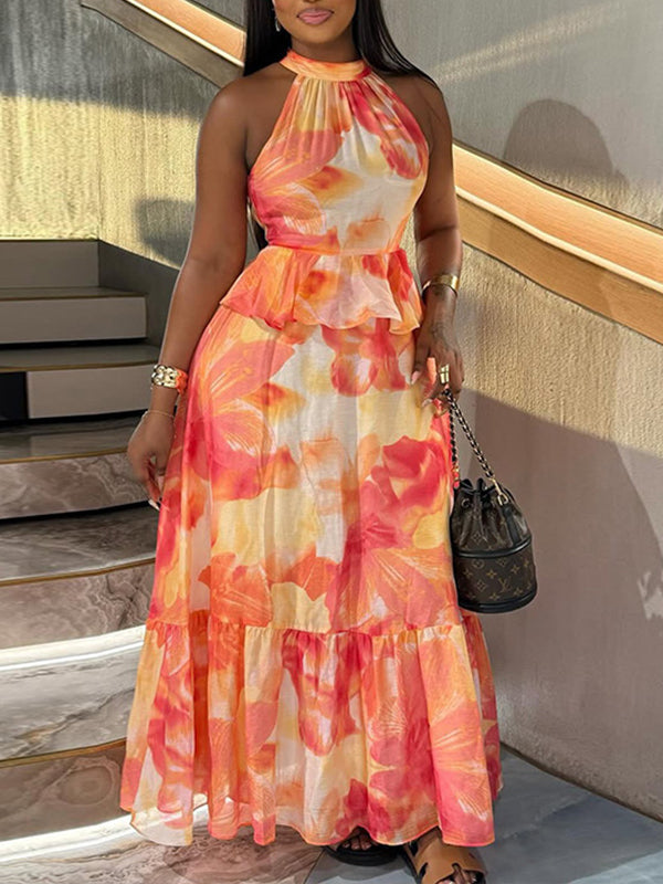 Printed Halter Maxi Dress