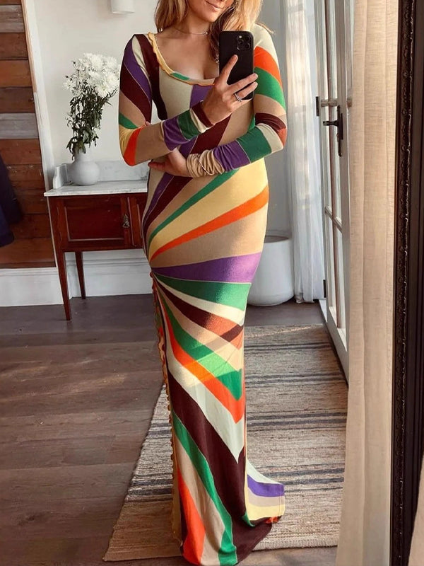 Printed Slit Maxi Dress